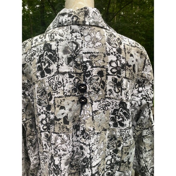 Habitat Clothes to Live In Linen Jacket Size L Lagenlook Art to Wear Floral - Picture 7 of 12